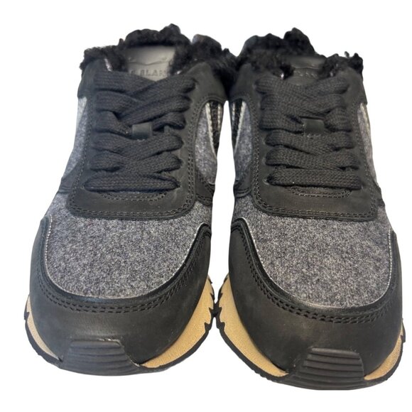 Voile Blanche Julia Fur Sneakers Black Grey Metallic Calfskin Felt Fur EU 35 (5) - Picture 5 of 16